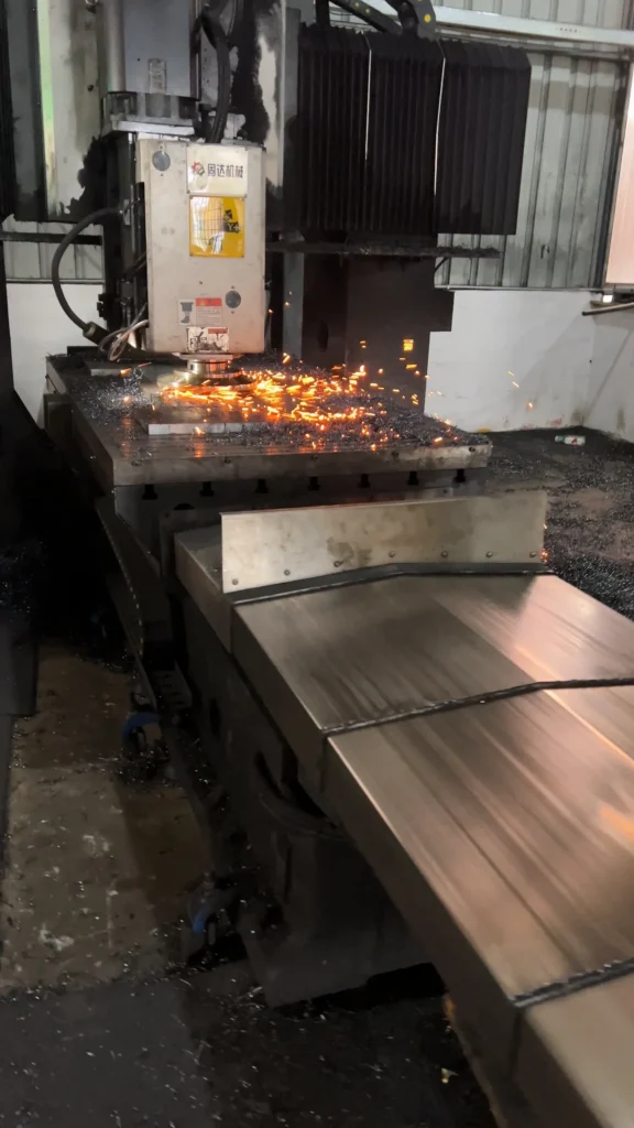 High-Speed Gantry Milling Sparks on Mold Steel Block | Precision Machining Showcase