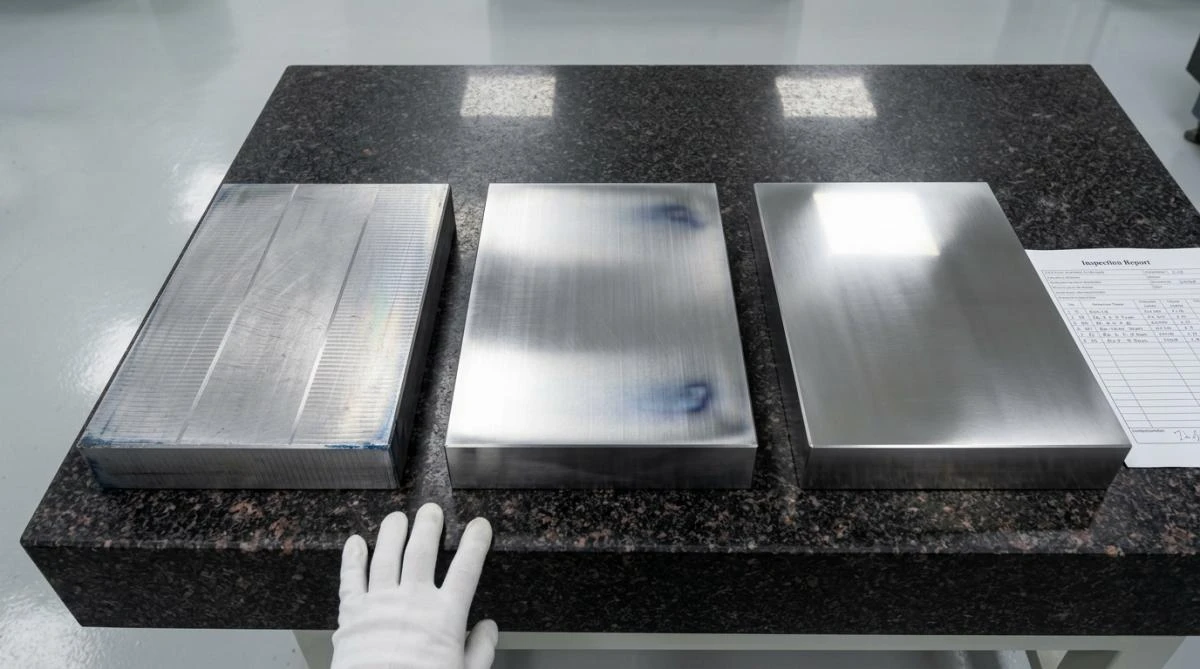 Actual comparison of rough-machined block, ground plate, and precision plate mold steel processing accuracy
