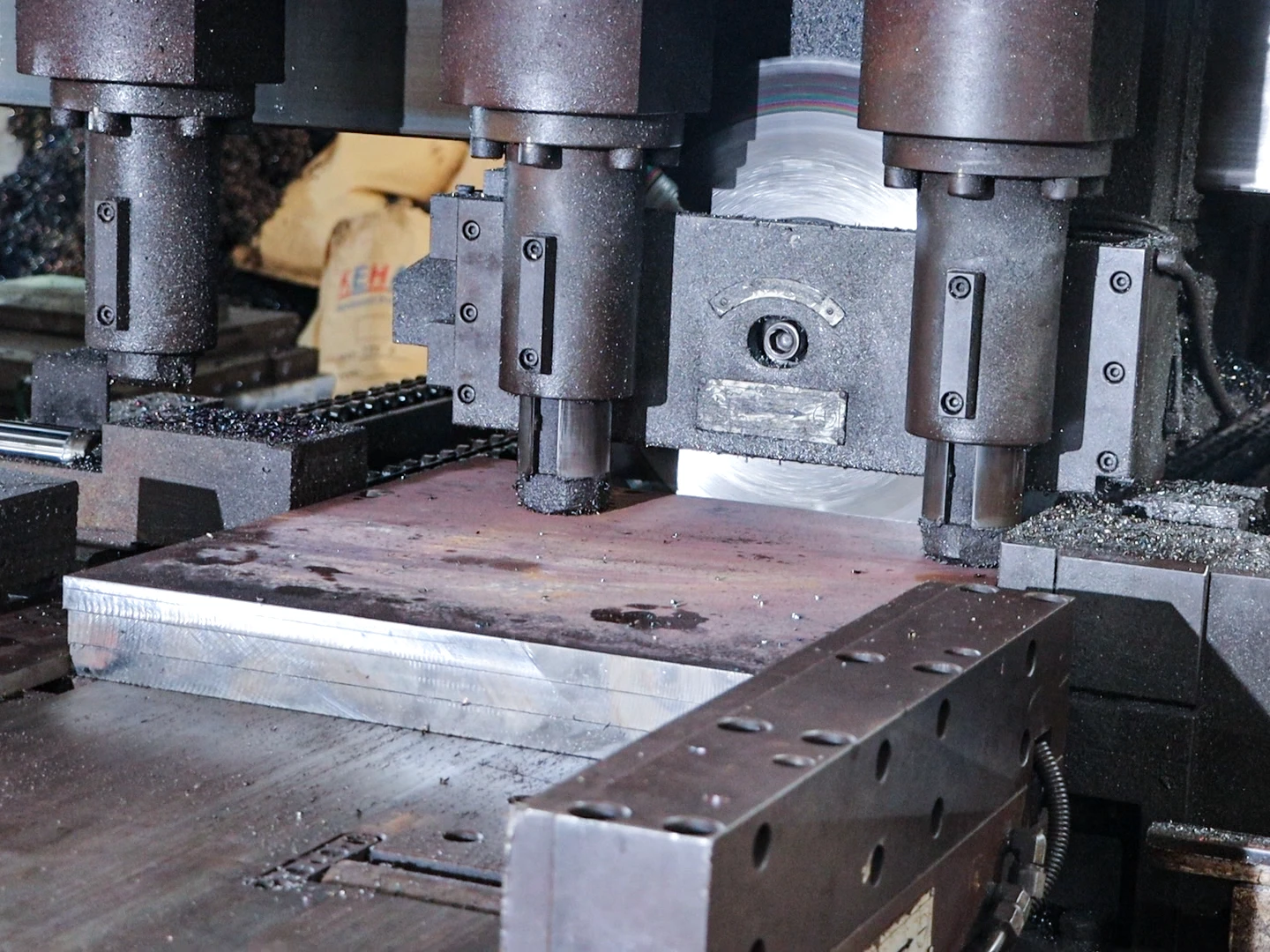 Close-Up of High-Efficiency Rough Machining on Mold Steel Plate