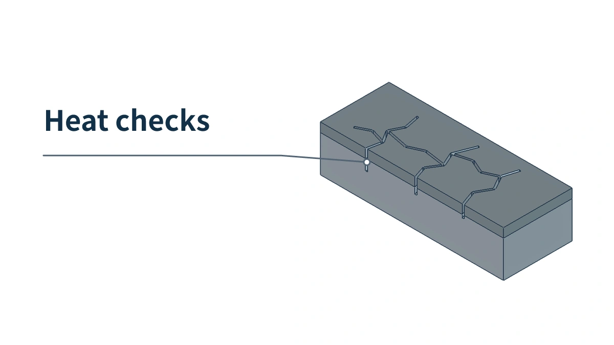 Schematic of thermal fatigue cracks in the surface of a die casting mold