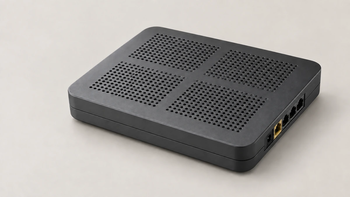 Unbranded injection-molded Wi-Fi router top cover with an orderly vent array and continuous perimeter frame