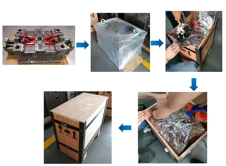 Protective packaging in an export crate reference scene