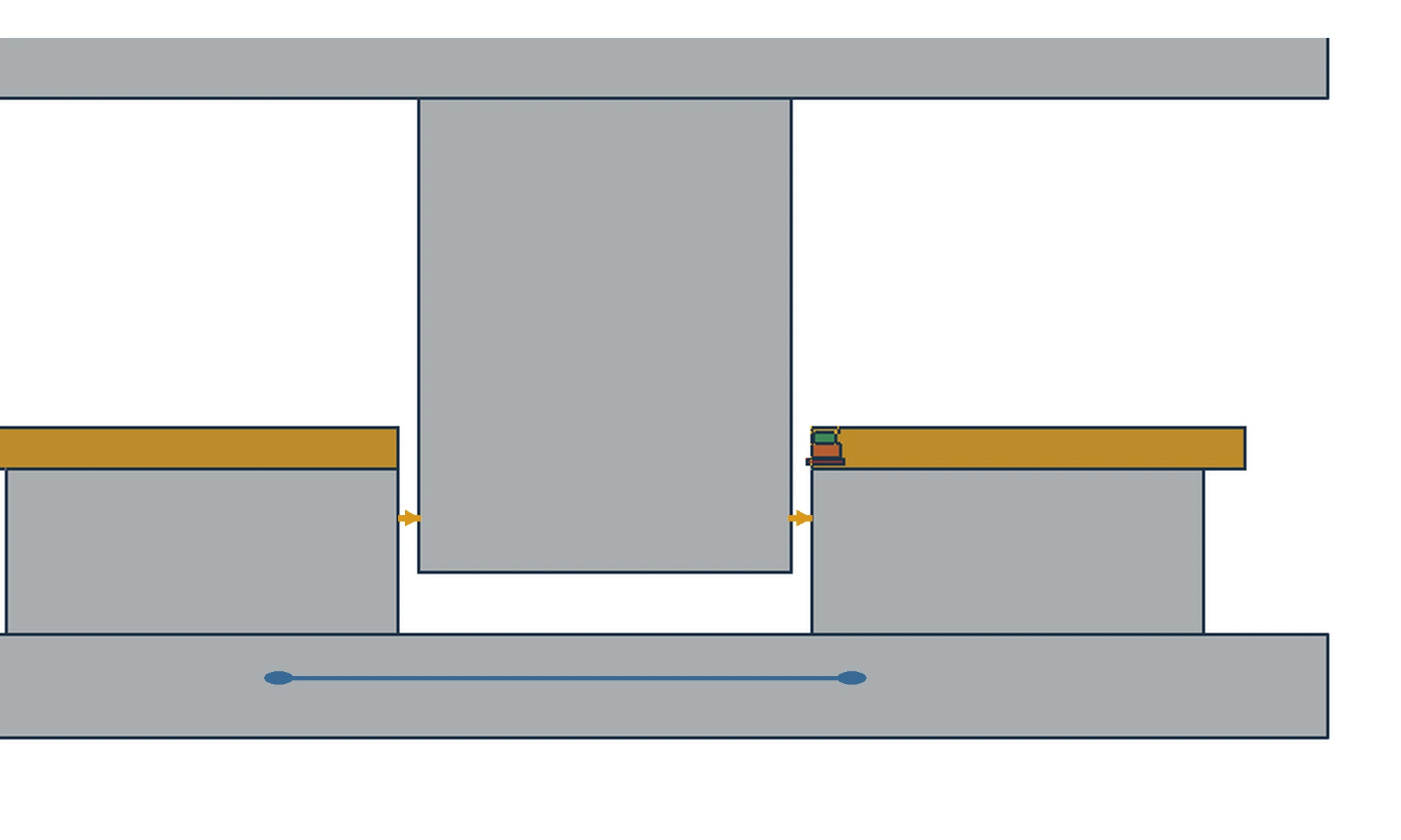 Section view showing one-side clearance and total clearance in a blanking die